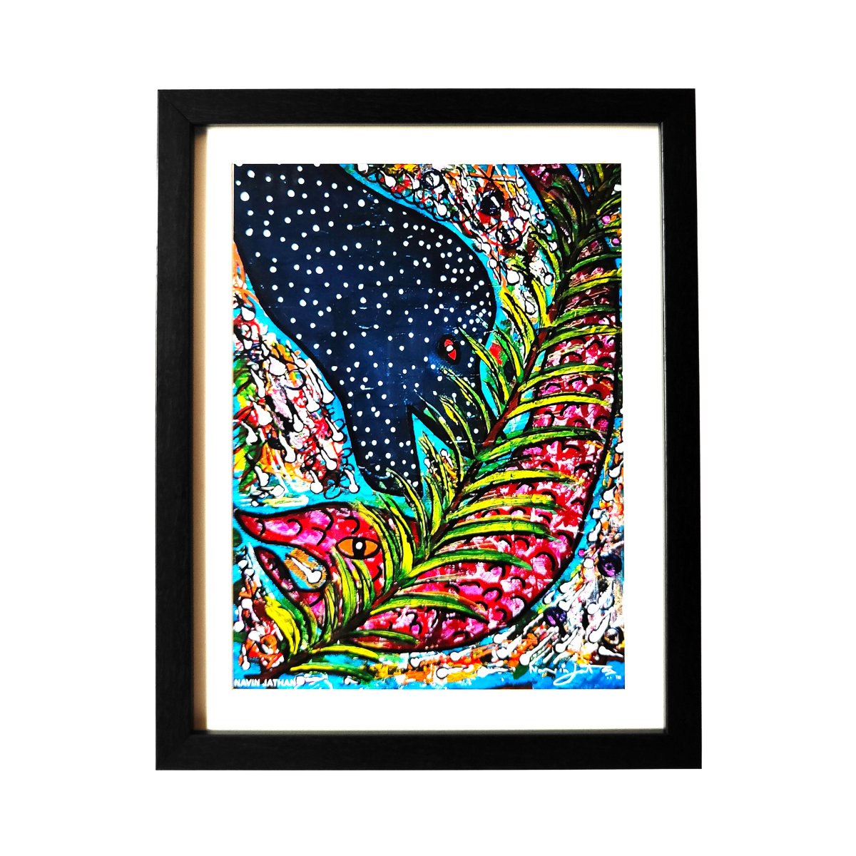 Dancing Fish - Reproduction Art Print By Artist Navin Jathan, Framed Abstract Art Print